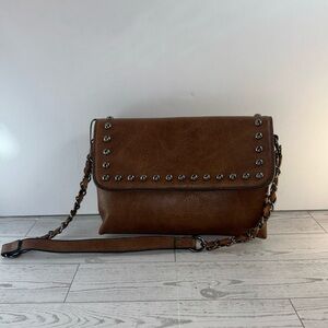Sam & Hadley Studded Handbag Purse Brown with short and long strap ***Read***
